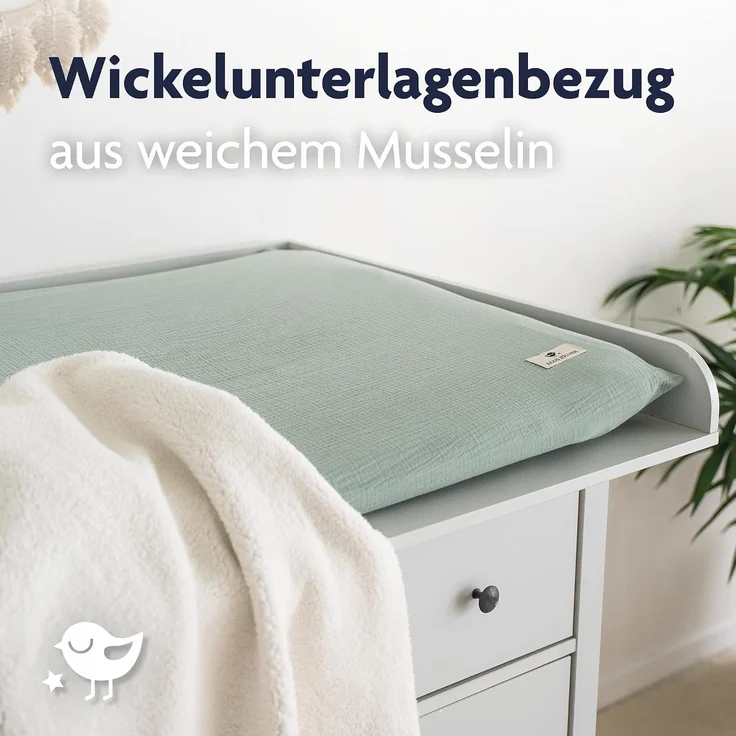Julius Zöllner Überzug Wickelauflage Musselin grün 75/75 cm – Bild 2