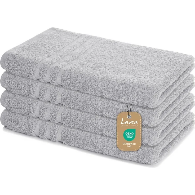 Lavea Handtuch Lavea® 4er Set Handtücher 50x100 cm, Elena Frottiererie, 100% Baumwolle (4er Set), 500 g/m² Frottier, weich & saugstark, pflegeleicht – Bild 1
