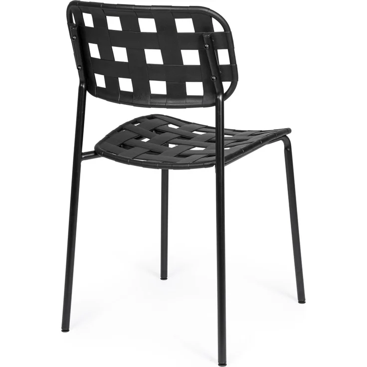 Gartenstuhl Clover 4er-Set aus Metall, modern, stapelbar, schwarz, pflegeleicht – Bild 3