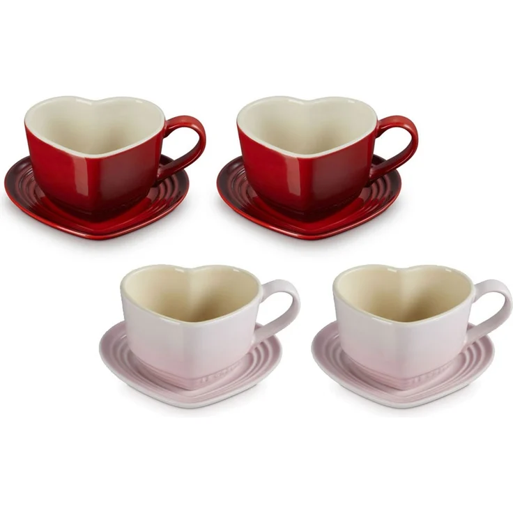 LeCreuset 2er-Set Herzbecher mit Untertassen | Kirschrot : Kirschrot – Bild 4