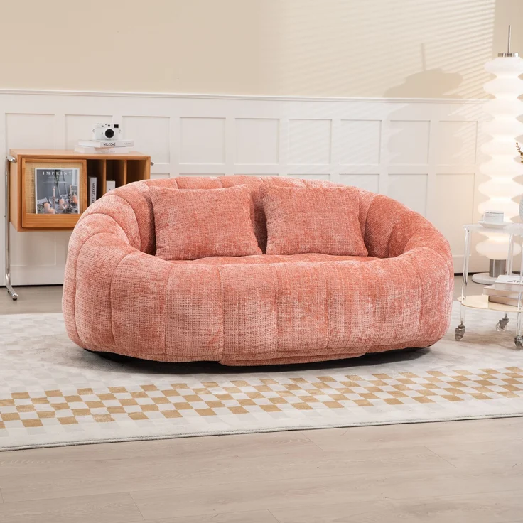 LVHOM Sitzsack XXL, Bean Bag mit Sitzpuff, Bodensofa mit 2 Kissen, 2-Sitzer-Sofa aus Chenille, 145x95x63cm – Bild 2