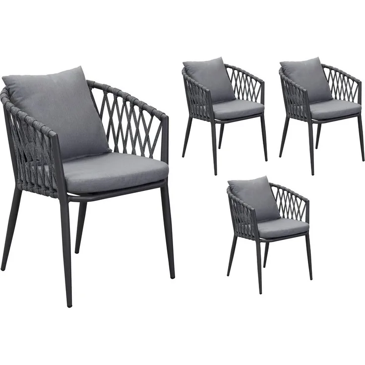 LC Garden Stapelstuhl LC Garden »Sunrepo« Gartenstuhl Armlehnstuhl Stapelstuhl Rope (4 St)