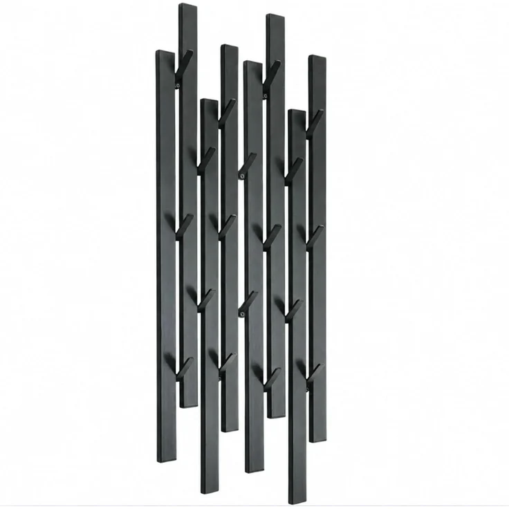 DanDiBo Garderobe Wand Schwarz Metall 96612 / 96782 Wandgarderobe mit 18 Haken Schmal Flurgarderobe Modern Hakenleiste Garderobenhaken – Bild 1