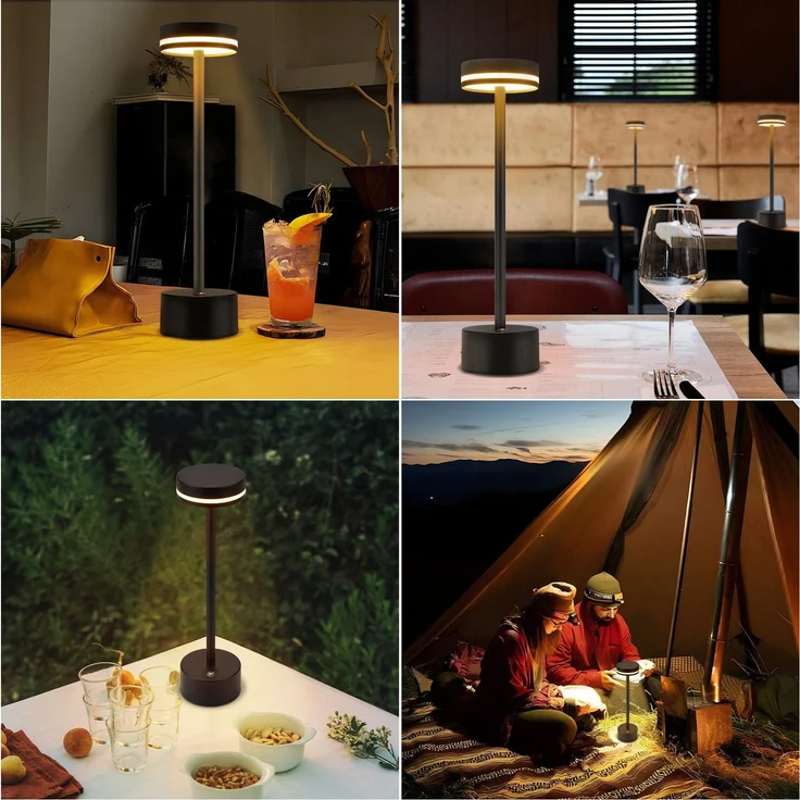 ZMH Tischlampe Kabellos LED Tischleuchte Akku - Nachttischlampe Dimmbare 3000K-6500K mit USB-C -Touch Lampe Schwarz Tischlampen -für Schlafzimmer Esszimmer Büro – Bild 9