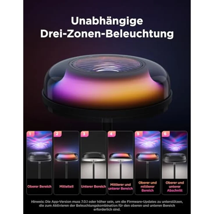 Govee Deckenfluter Stehlampe RGBICWW, Dreizonenbeleuchtung mit 80+ Szenenmodi, 1000LM, 2700-6500K, kompatibel mit Matter und Alexa, elegantes Design für Wohnzimmer und Schlafzimmer – Bild 5