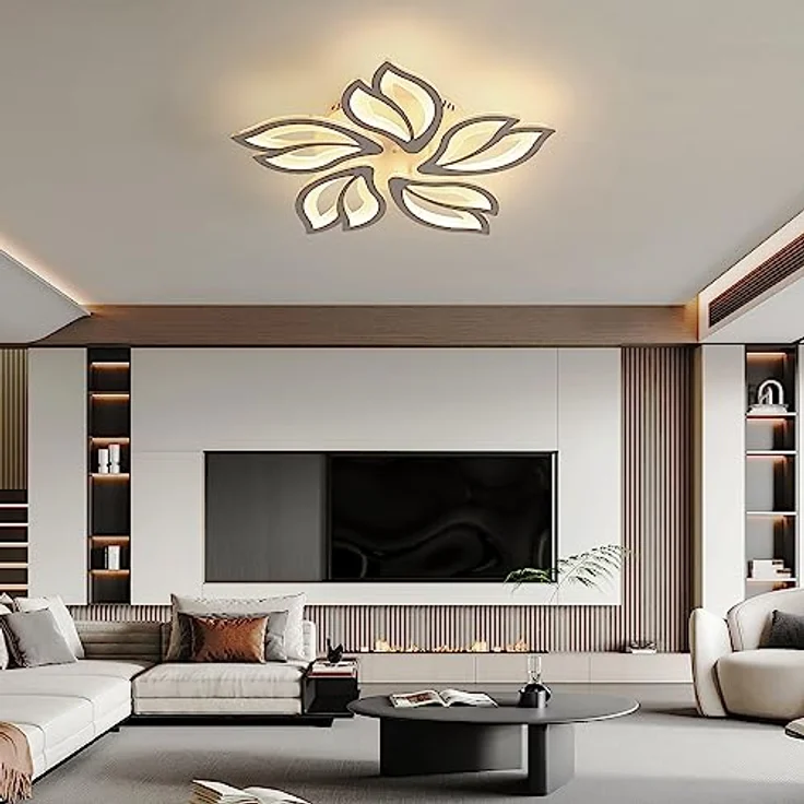 Comely LED Deckenleuchte Dimmbar, 45W Dimmbar Deckenlampe mit Fernbedienung Farbwechsel, 3000-6500K Kreative Blütenblatt Design LED Lampen Deckenleuchte für Küche Schlafzimmer Balkon Esszimmer, Weiß – Bild 2