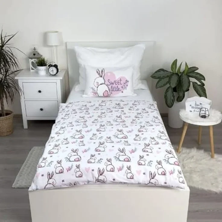 Baby Bettwäsche Bunny rosa mit Hase 100x135 + 40x60 cm – Bild 3