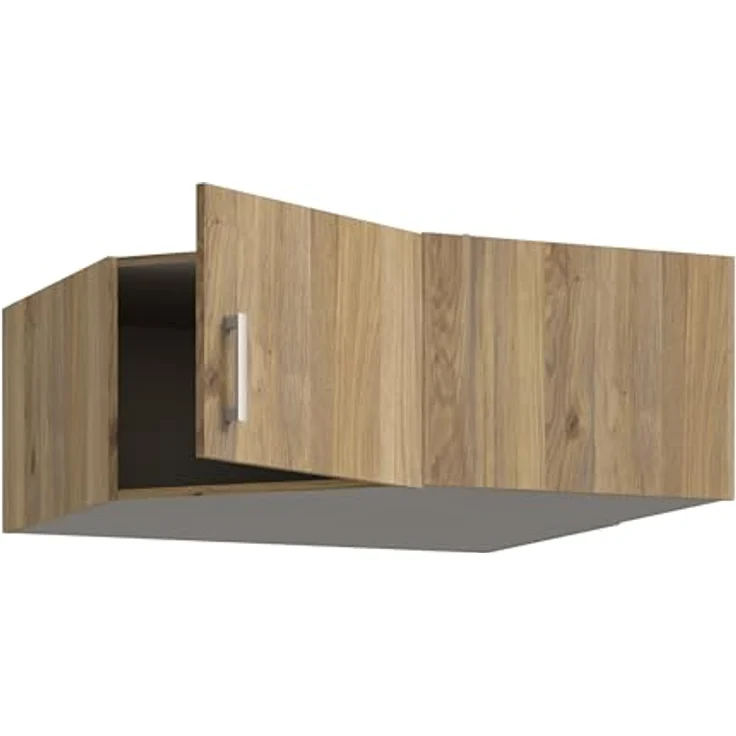 Forte ECONOBOX Schrankaufsatz 90, 1-türiger Drehtürenschrankaufsatz für Eckschrank, Holzwerkstoff, Mauvella Eiche Dekor, 89,5 cm breit, 38,1 cm hoch, 89,4 cm tief – Bild 6