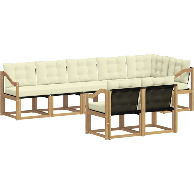vidaXL Outdoor-Sofagarnitur 8 stk. 7-Sitzer Weiß und Creme 3389604 – Bild 2