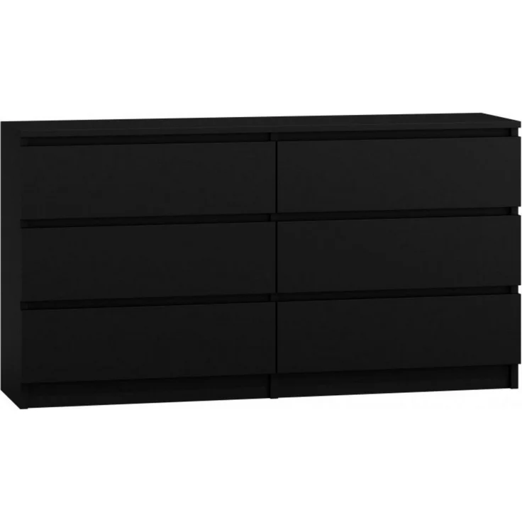 Home Collective Kommode Highboard Sideboard für Flur Schlafzimmer Wohnzimmer (Perfekt für Wohnzimmer, Schlafzimmer oder Esszimmer), mit 6 Schubladen, Breite 140 cm Höhe 75, Schwarz – Bild 1