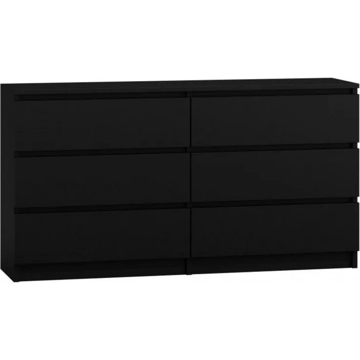 Home Collective Kommode Highboard Sideboard für Flur Schlafzimmer Wohnzimmer (Perfekt für Wohnzimmer, Schlafzimmer oder Esszimmer), mit 6 Schubladen, Breite 140 cm Höhe 75, Schwarz