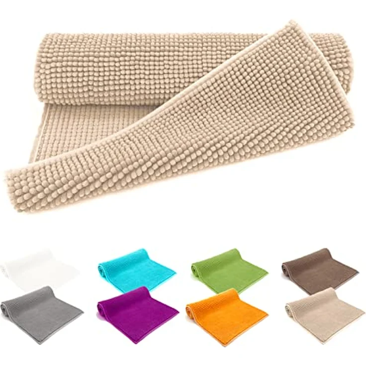 heimtexland Badematte Badvorleger Chenille Badteppich Duschvorleger, rutschhemmend beschichtet, Fußbodenheizung geeignet, fußbodenheizungsgeeignet, saugstark, schnell trocknend, strapazierfähig, rutschfest, Polyester, rechteckig, 45x50 cm, Hochflor, su... – Bild 1