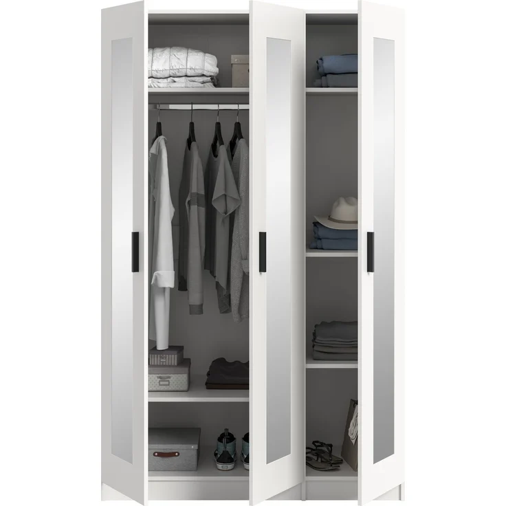 Visby Kleiderschrank 3-türig in weiß – Bild 4
