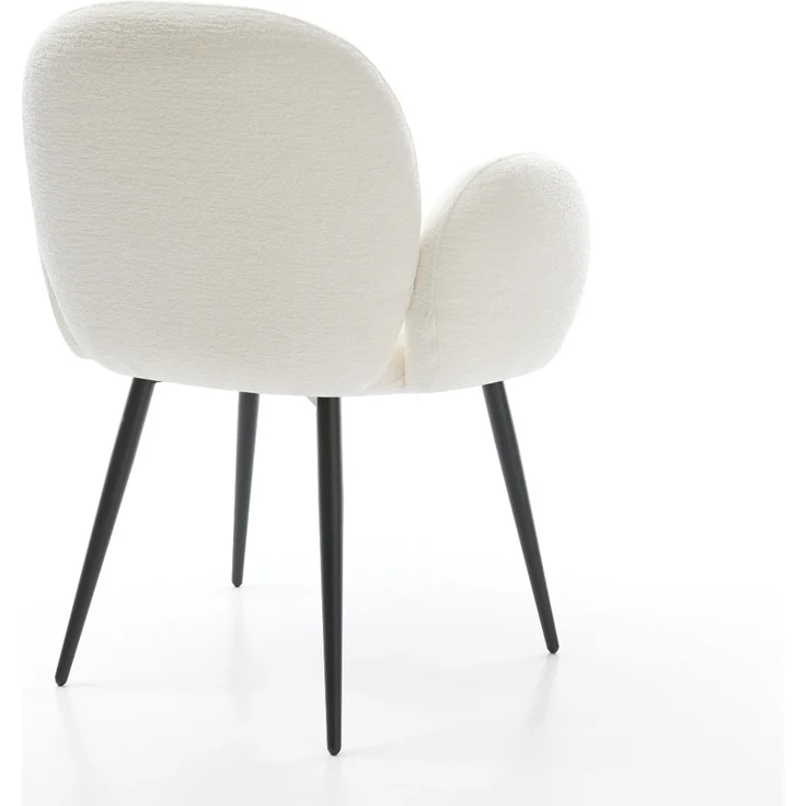 Esszimmerstuhl Nube-Flex mit Armlehnen Bouclé Soft Beige 4-Fuß konisch Schwarz Taschenfederkern – Bild 5