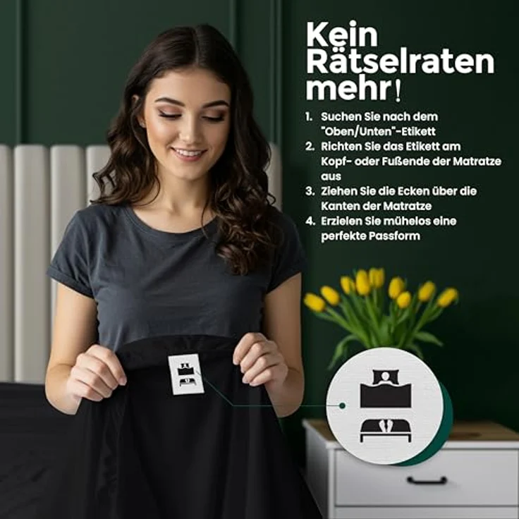 Utopia Bedding - Spannbettlaken 200x200 cm Bis 30 cm - Schwarz - Gebürstete Mikrofaser Spannbetttuch - Oeko Tex Standard 100 – Bild 6