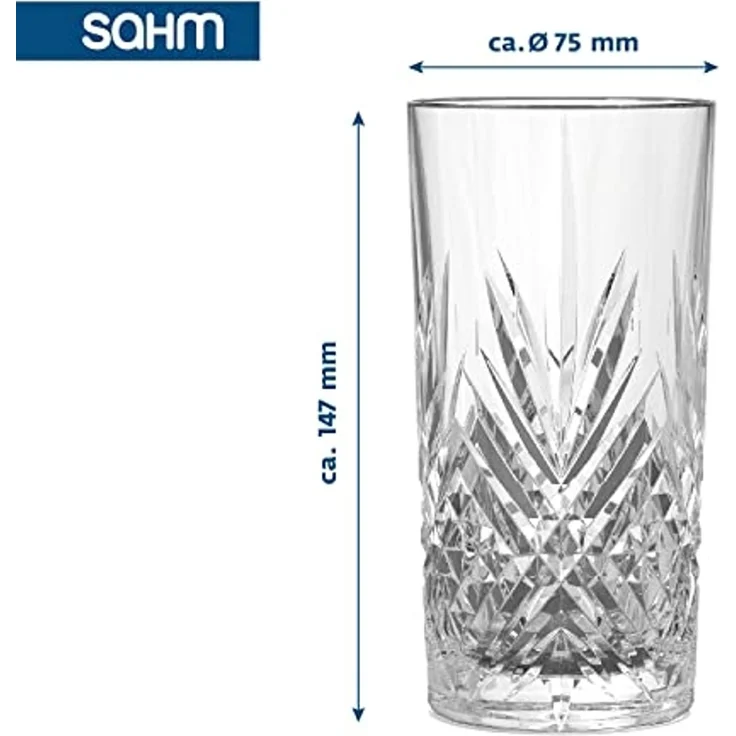SAHM Longdrinkglas Gin Tonic Gläser 6 teilig 365ml - Broadway Trinkgläser Set, 6-tlg, Edles Glas, 100% recyclebar – Bild 4