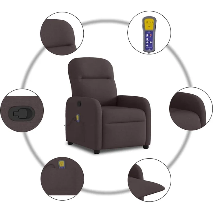 vidaXL Massagesessel Dunkelbraun Stoff 4015537 – Bild 7