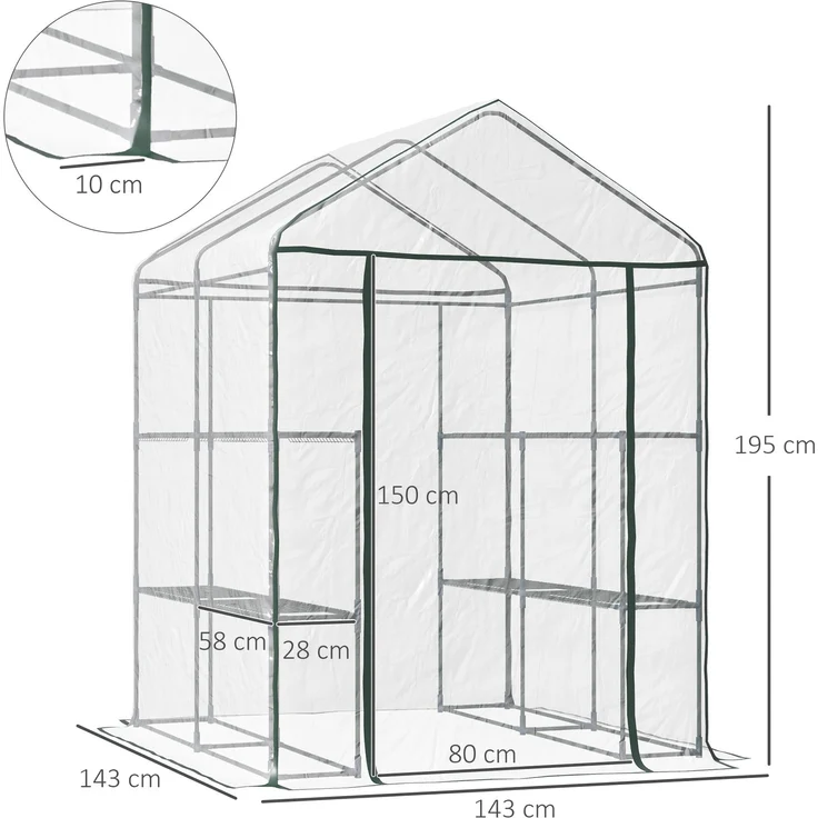 MELAYR, Gartengewächshaus mit 3 Regalböden, Balkongewächshaus, Verstärkte Abdeckung, 95 x 29,5 x 14 cm, Transparent – Bild 5