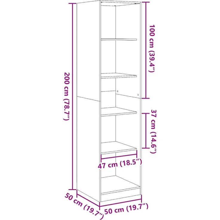 vidaXL Kleiderschrank Räuchereiche 50x50x200 cm Holzwerkstoff 3307715 – Bild 9
