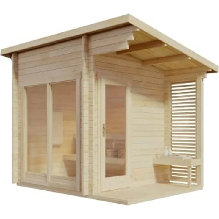 FinnTherm 'Lizzy S' Gartensauna mit 2 Sitzbänken, Holz natur, 265,5 x 228 x 330 cm – Bild 3