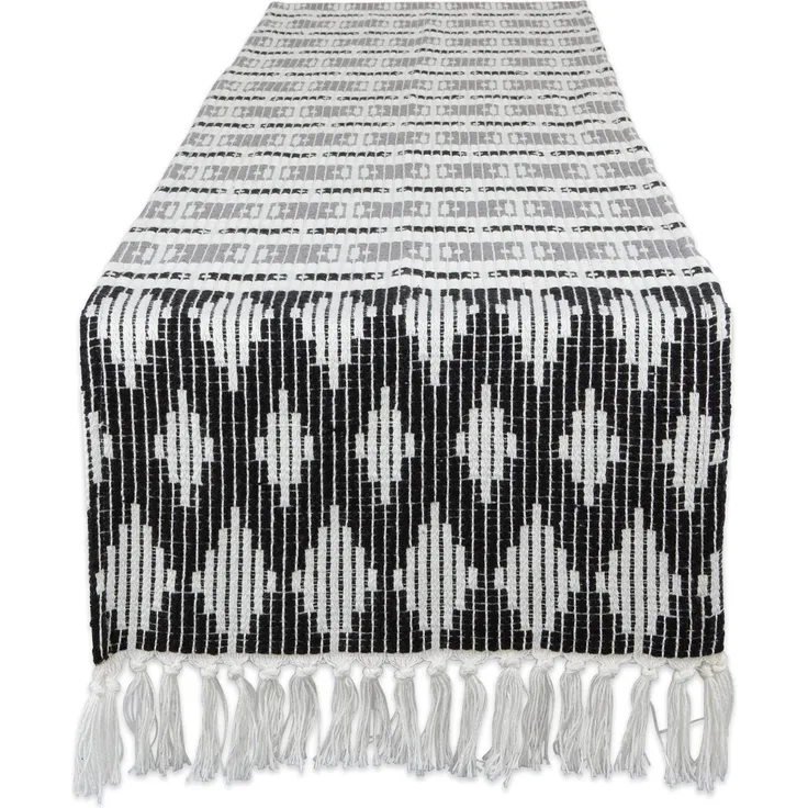 DII Southwest Colby Collection Tischplatte, Baumwolle, schwarz/grau, Table Runner, 15x108