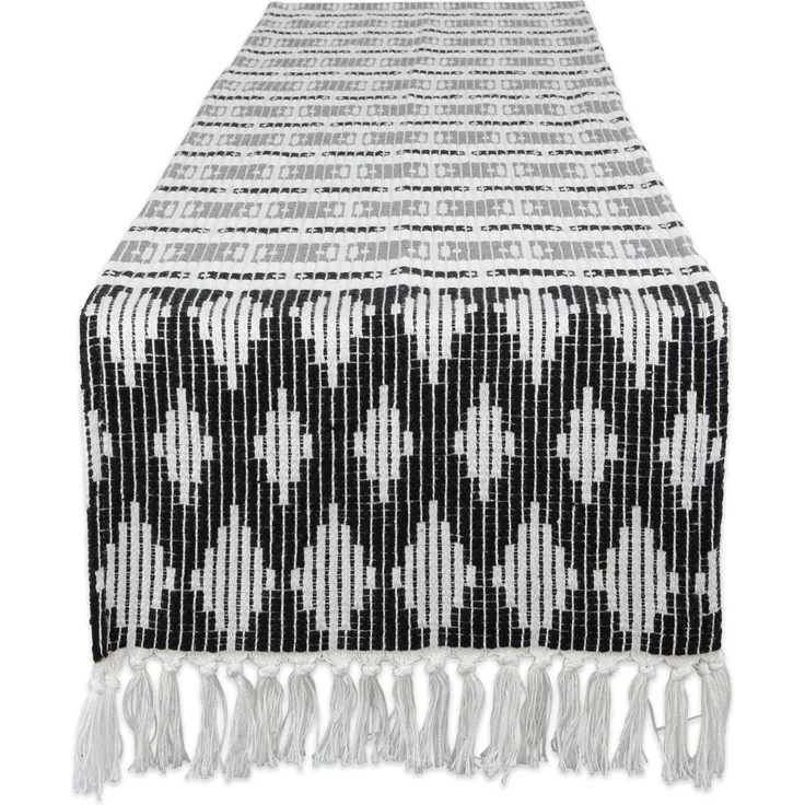 DII Southwest Colby Collection Tischplatte, Baumwolle, schwarz/grau, Table Runner, 15x108