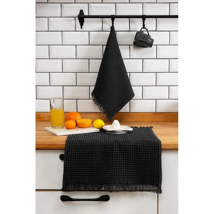 Hermia Concept 'Burton - Anthracite' Handtuch-Set (2-teilig), Anthrazit, 33 x 50 cm