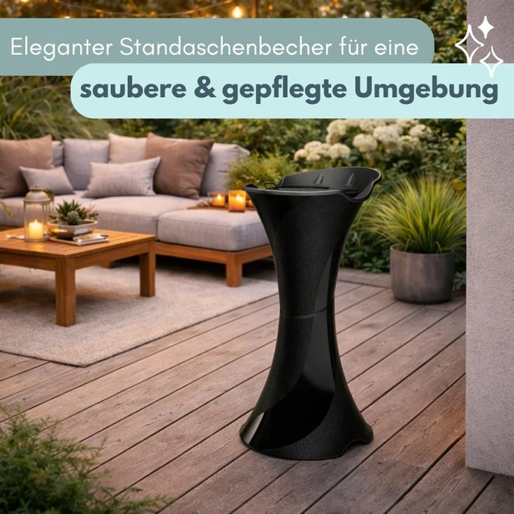 Standaschenbecher für Draußen Aschenbecher Outdoor Wetterfest Stand Aschenbecher für Draussen Standascher Säulenascher für Terrassen Balkone Stehaschenbecher Silber – Bild 7