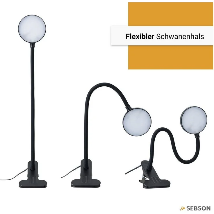 SEBSON LED Steckdosenleuchte LED Klemmlampe Bett 4W - Stecker, dimmbar, neutralweiß, Tischlampe, LED integriert, neutralweiß, Neutralweiß 4000K, 300lm, 4W, Dimmbar in 3 Stufen, inkl. Netzteil – Bild 3