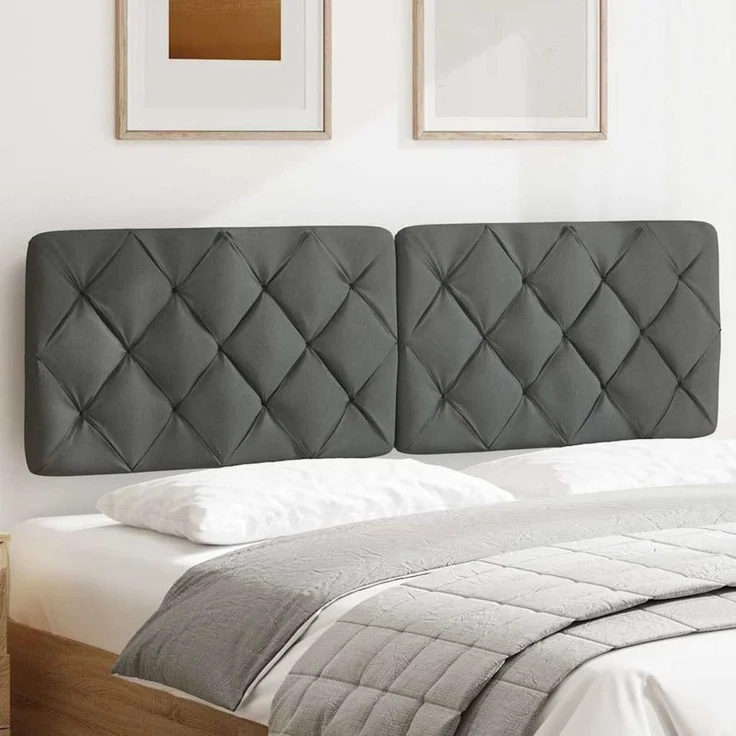 vidaXL Bett Kopfteil-Kissen Dunkelgrau 90 cm Stoff (1-tlg) – Bild 2