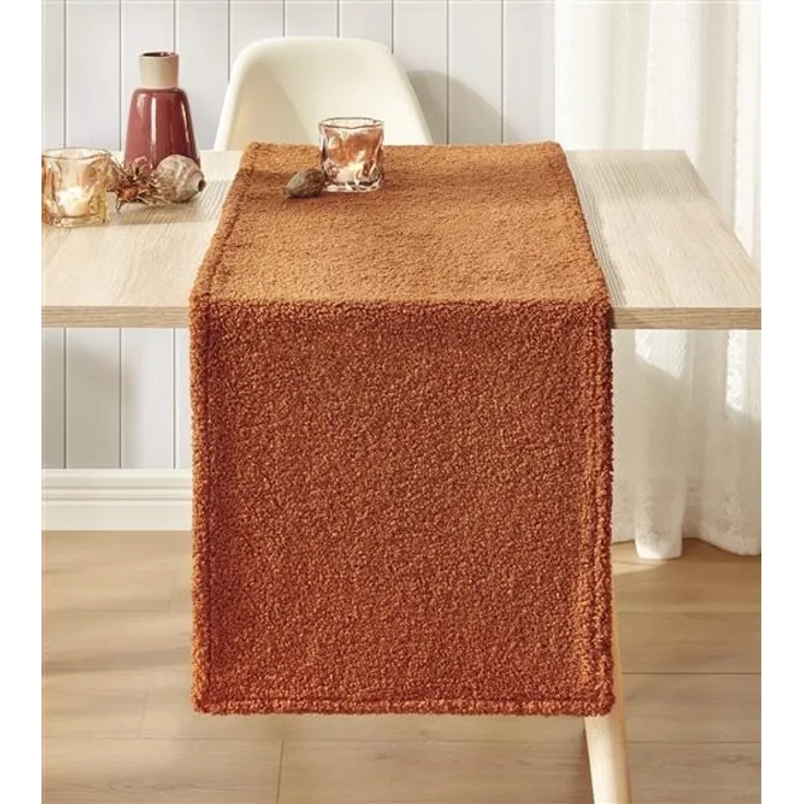 Tischläufer "Terra" in flauschiger Teddyfell Optik, 40x140 cm, Mitteldecke