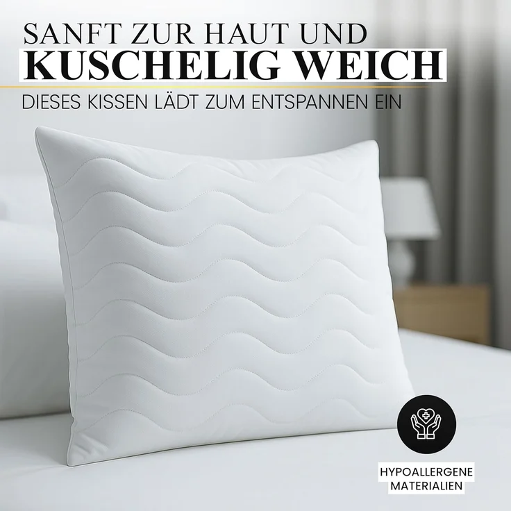 Gentle North Microfaserkissen Hochwertige Kopfkissen in Hotelqualität verschiedene Größen, Füllung: 100% Polyester, Seitschläfer, Rückenschläfer, Seitenschläfer, Bauchschläfer, 1- oder 2-tlg, Reißverschluss für Füllung, waschbar, Made in EU, allergiker... – Bild 3