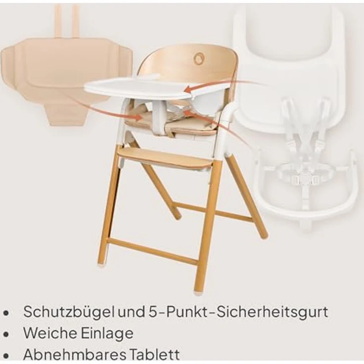 lionelo Hochstuhl CELIA (3-in-1-Hochstuhl Komplettset), 3in1/Einhandverstellung/Kunstleder/Tablett/Babyset enthalten – Bild 6