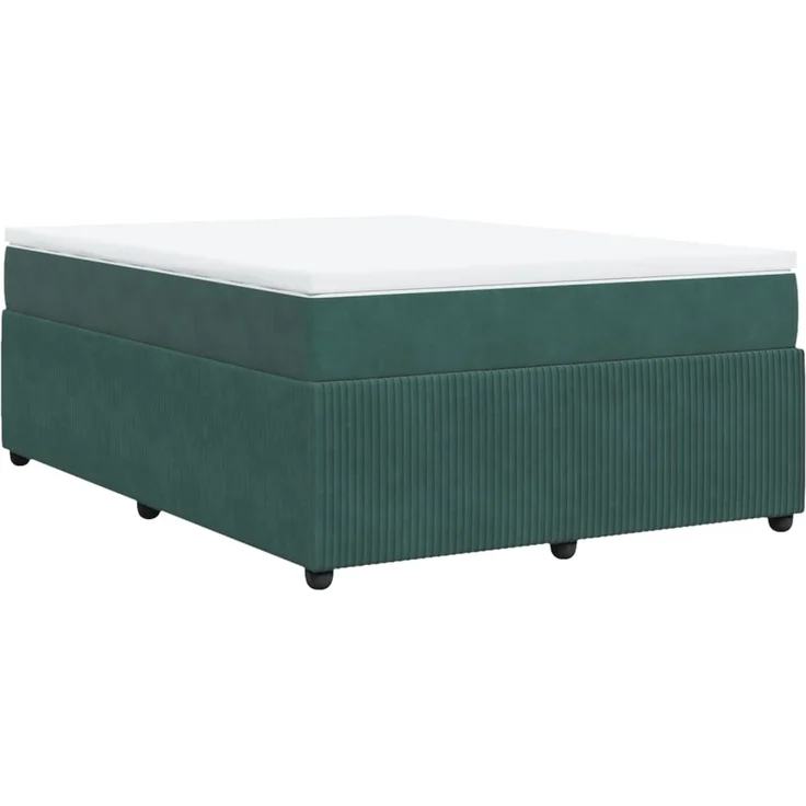 vidaXL Boxspringbett mit Matratze Dunkelgrün 140x200 cm Samt 3285647 – Bild 9