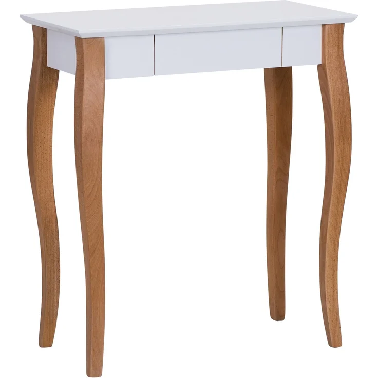 Ragaba Schreibtisch mit Schublade, MDF & Massives Buchenholz, 65x40 cm, Weiß – Bild 1