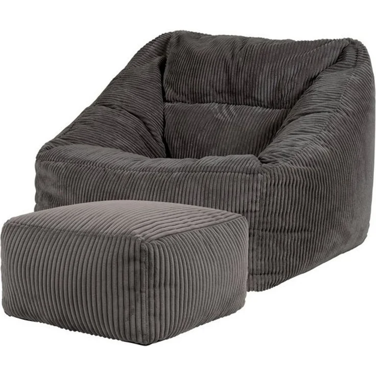icon Sitzsack Riesen Sessel aus Cord Flauschig „Natalia" mit Hocker (Spar-Set, 1 x Sitzsack-Sessel, 1 x Fußhocker), Sitzsack XXL, Made in Germany, für Erwachsene & Kinder, für Wohnzimmer – Bild 4