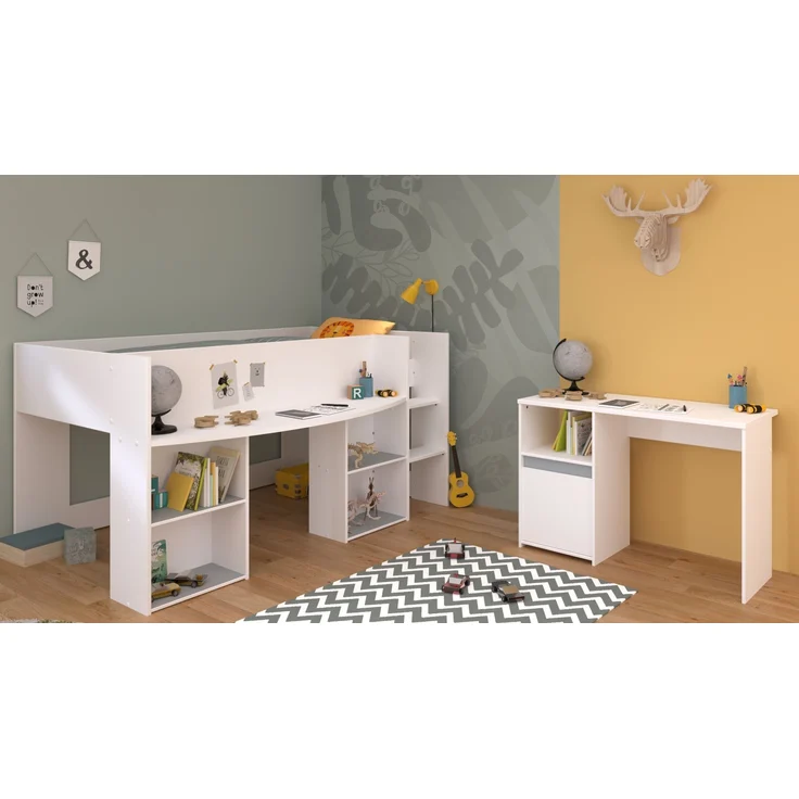 Jugendzimmer-Set >Pirouette 17< (2-teilig) in Weiss, mit drehbaren Elementen in Rosa oder Grau – Bild 3