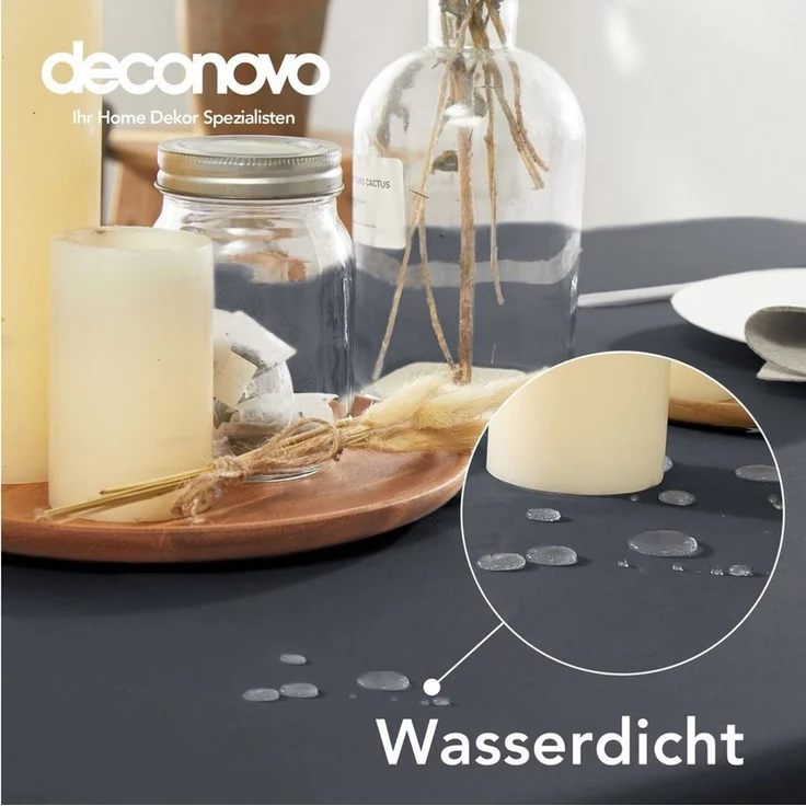 Deconovo Tischdecke Wasserabweisend Tischwäsche Abwaschbar Tischtücher Pflegeleicht (1er Set, Rechteckige Tischdecken), Lotuseffekt fleckabweisend rechteckige Tischdecken fleckabweisend – Bild 3