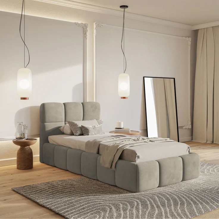 Selsey 'Cloudy' Polsterbett 90x200 cm, Samt Graubeige – Bild 3