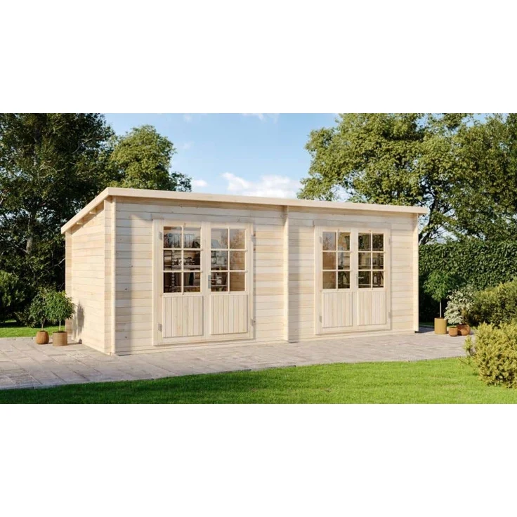 Alpholz Gartenhaus Maria Twin Gartenhaus aus Holz in Pinie Holzhaus mit 28 mm Wandstärke Blockbohlenhaus mit Montagematerial – Bild 1