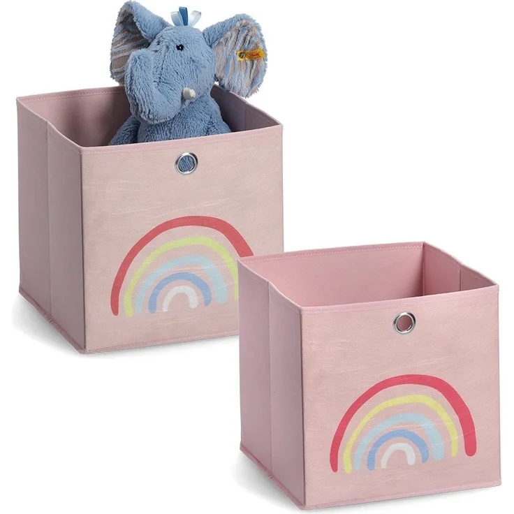 Zeller Present Organizer Rosy Rainbow (Set, 2 St), Aufbewahrungsbox, flach klappbar, Vlies
