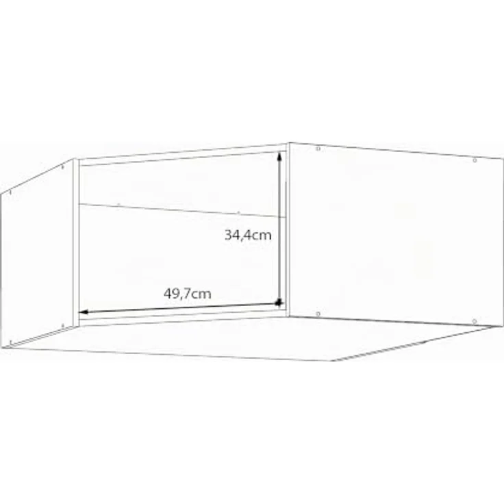 Forte ECONOBOX Schrankaufsatz 90, 1-türiger Drehtürenschrankaufsatz für Eckschrank, Holzwerkstoff, Mauvella Eiche Dekor, 89,5 cm breit, 38,1 cm hoch, 89,4 cm tief – Bild 7