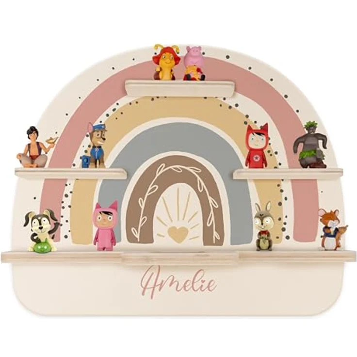 KIDSMOOD - Personalisiertes Tonie Regal für Kinderzimmer | Regenbogen Wand-Regal mit genügend Platz für Tonie-Hör-Figuren, Aussparung für Tonie-Musikbox & Kabelmanagement, Tonie Regal Mädchen & Jungen – Bild 2