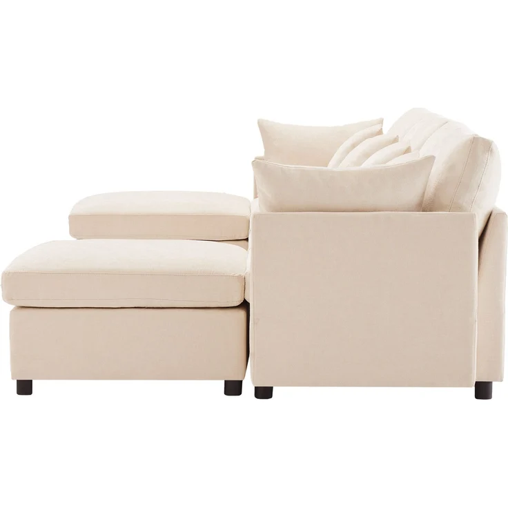 Big-Sofa mit Rückenkissen, Zierkissen und loser Kissen, 6-Sitzer Sofa, L-Form, U‑Form, Chenille Bezug – Bild 8