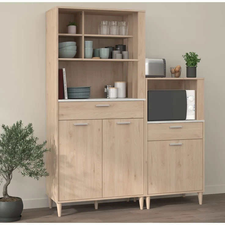 Mehrzweckschrank-Set >Gala 1< (2-teilig) Jackson Eiche Dekor, Beton Optik, Buffet + Beistellschrank – Bild 2