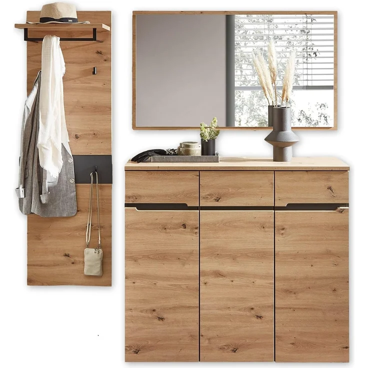 Garderoben Set MEMPHIS GH82 Artisan Eiche Nachbildung 3-teilig – Bild 1