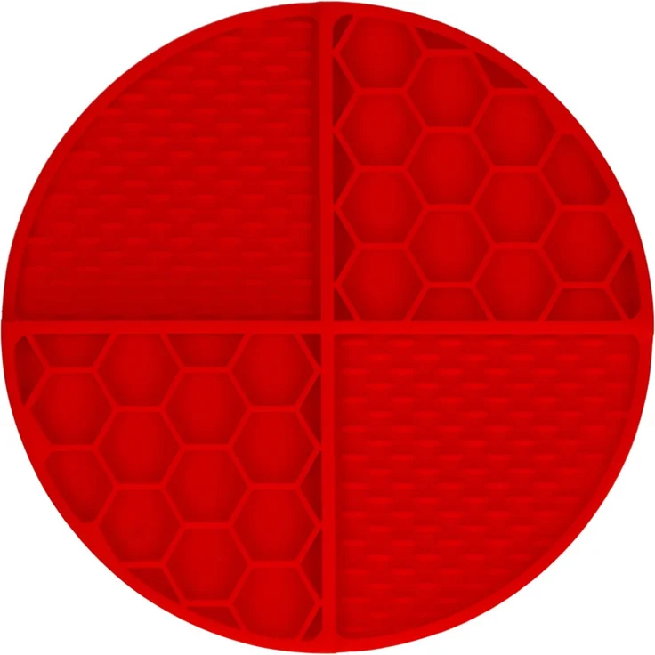 Eat Slow Live Longer runde Leckmatte mit tiefen Fächern rot, Durchmesser: 21 cm – Bild 2