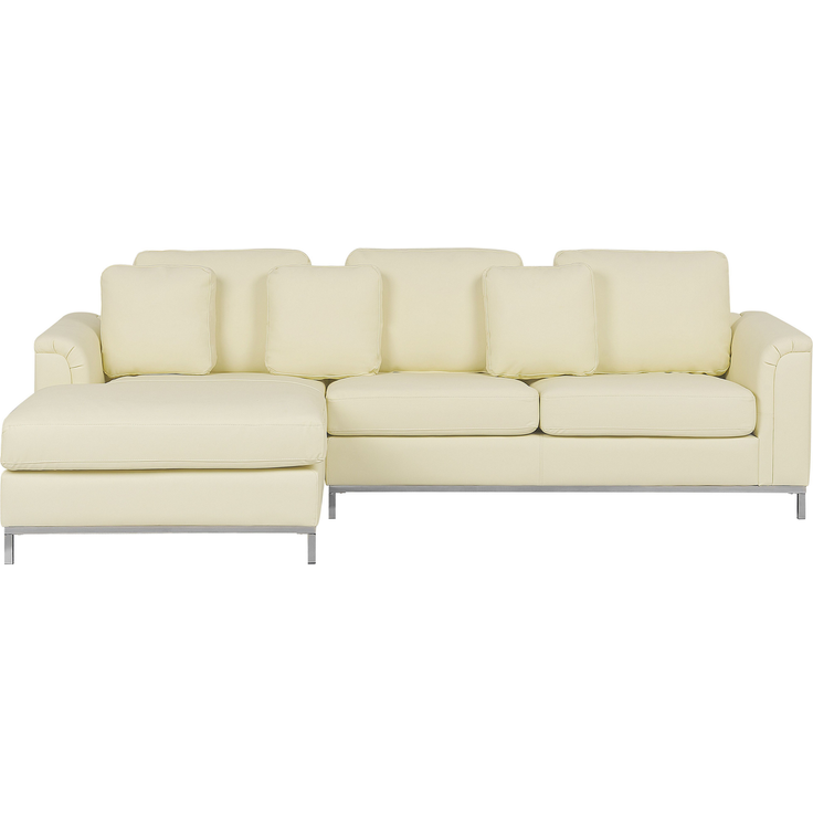 Ecksofa Leder beige rechtsseitig OSLO