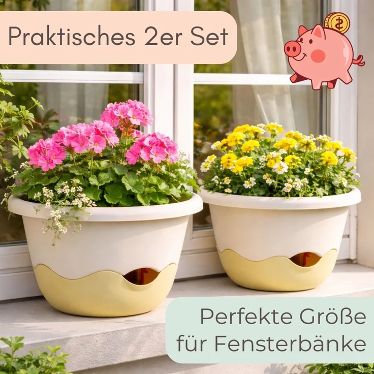 GarPet Blumentopf 2x Blumentopf Hängeampel Blumenampel Kette elfenbein Hängeblumentopf – Bild 8