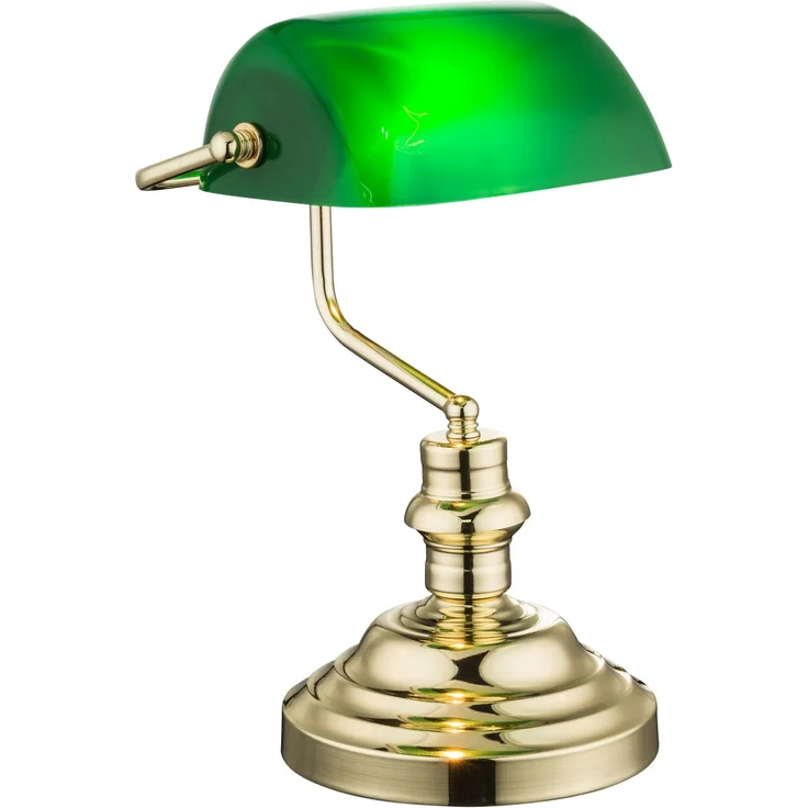 Retro LED Schreibtischleuchte Messing mit Acrylschirm Grün, Höhe 36cm – Bild 6